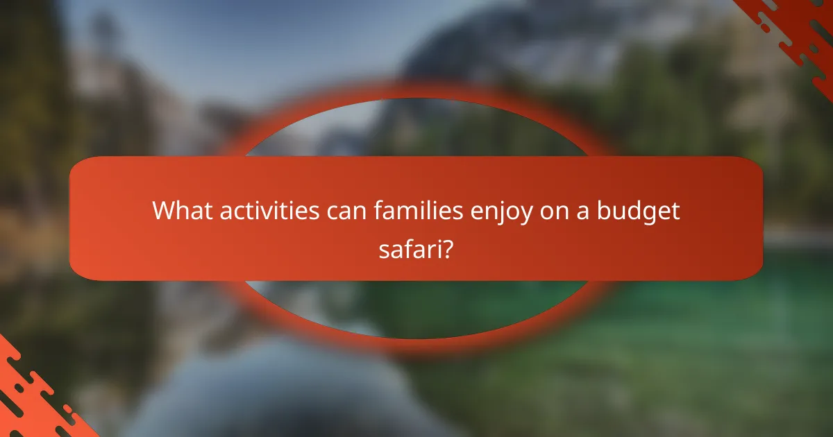 What activities can families enjoy on a budget safari?