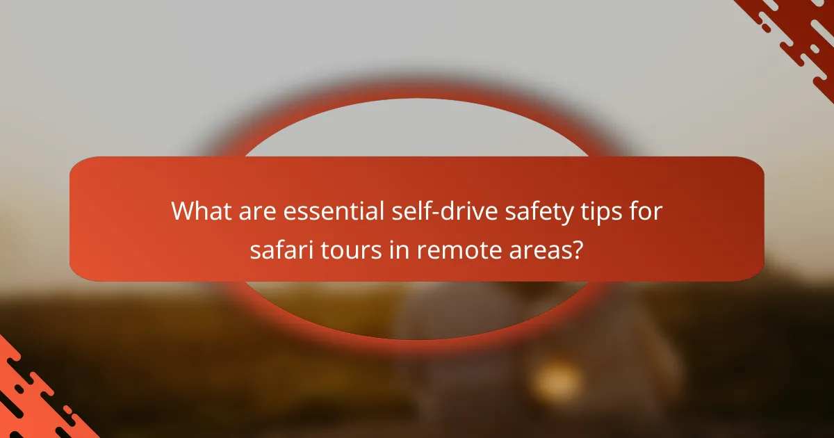 What are essential self-drive safety tips for safari tours in remote areas?