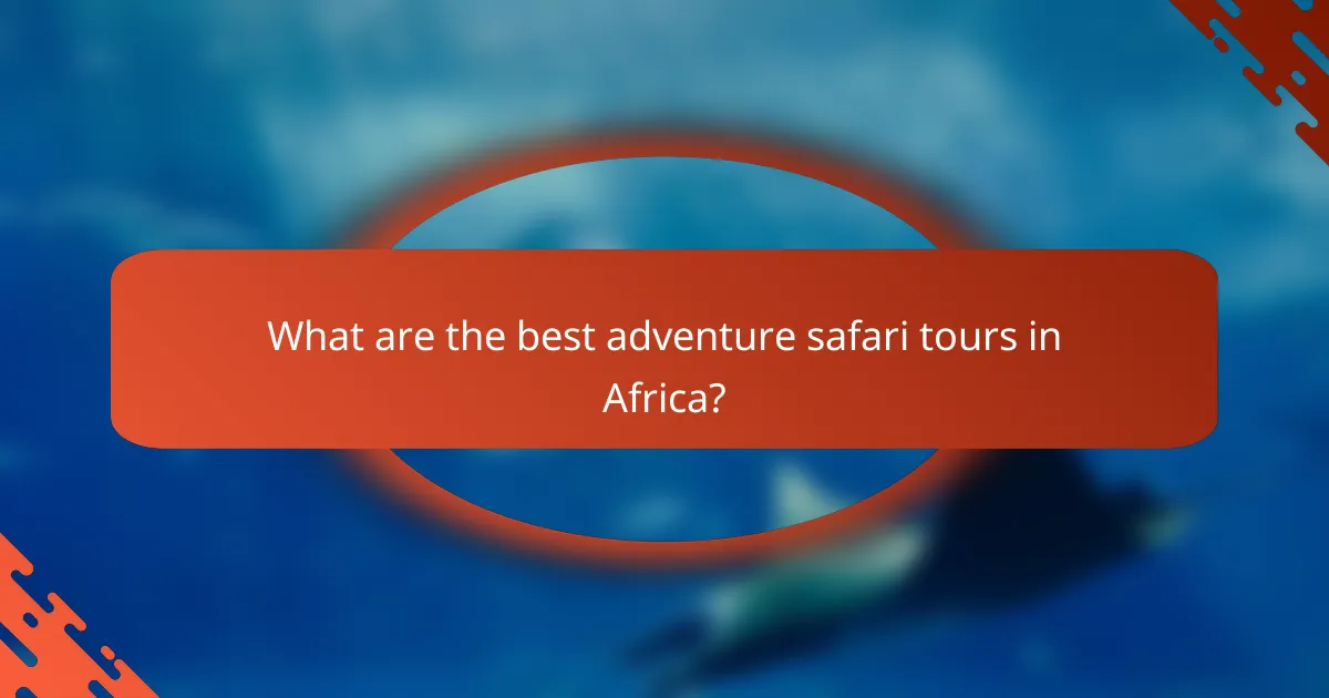 What are the best adventure safari tours in Africa?