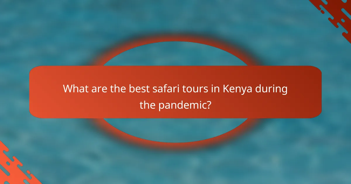 What are the best safari tours in Kenya during the pandemic?