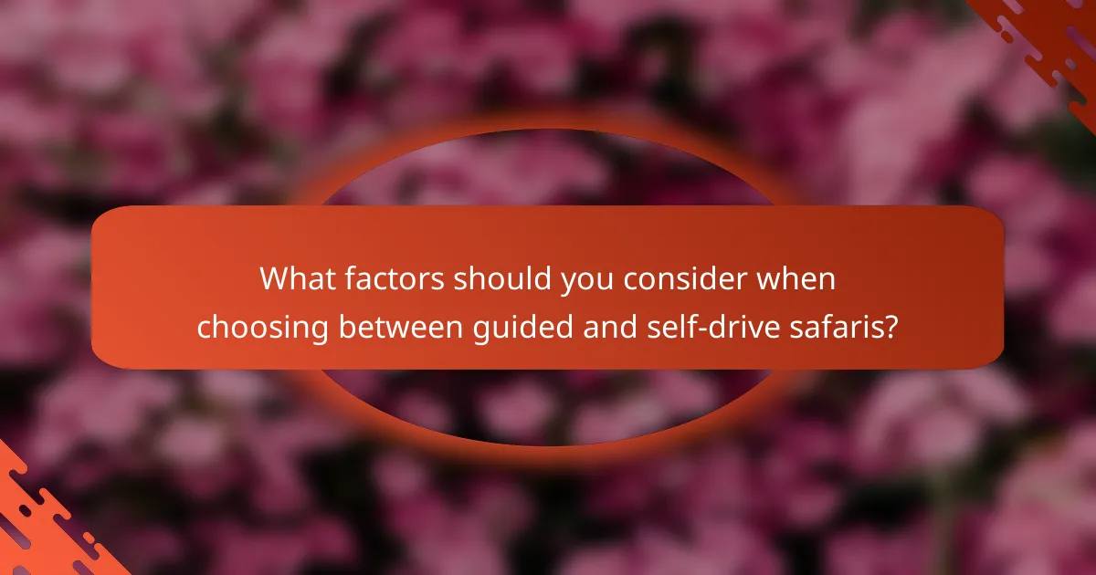 What factors should you consider when choosing between guided and self-drive safaris?