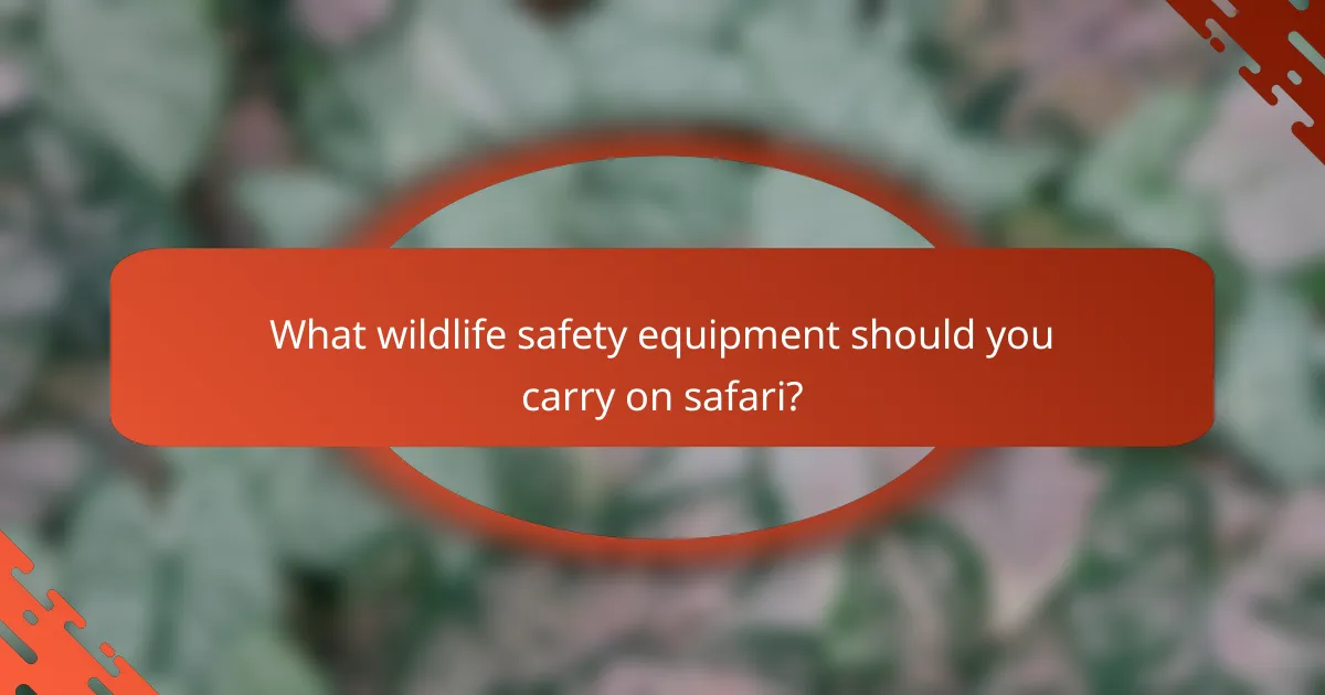 What wildlife safety equipment should you carry on safari?